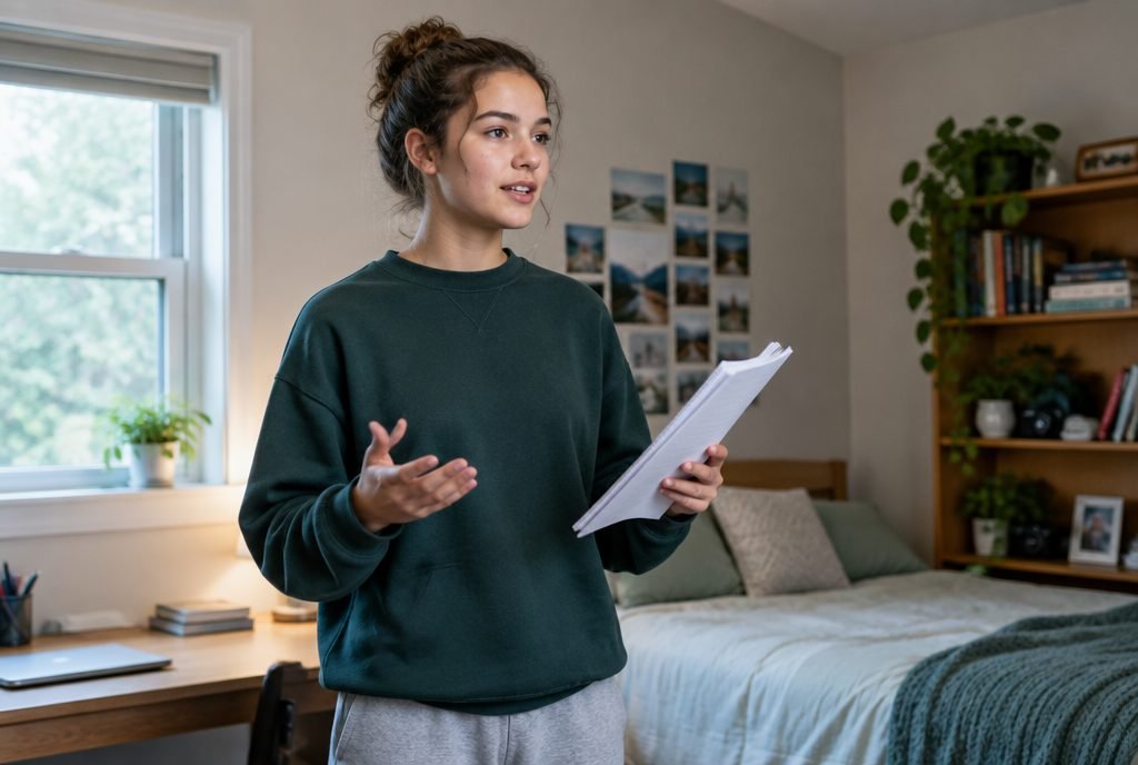 Adolescent qui explique sa leçon à voix haute pour mieux la retenir
