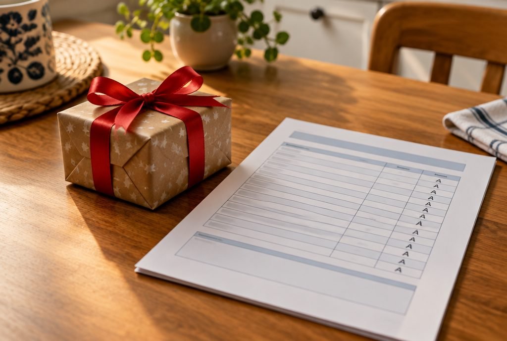 Petit cadeau posé à côté d'un bulletin, récompenser les bonnes notes